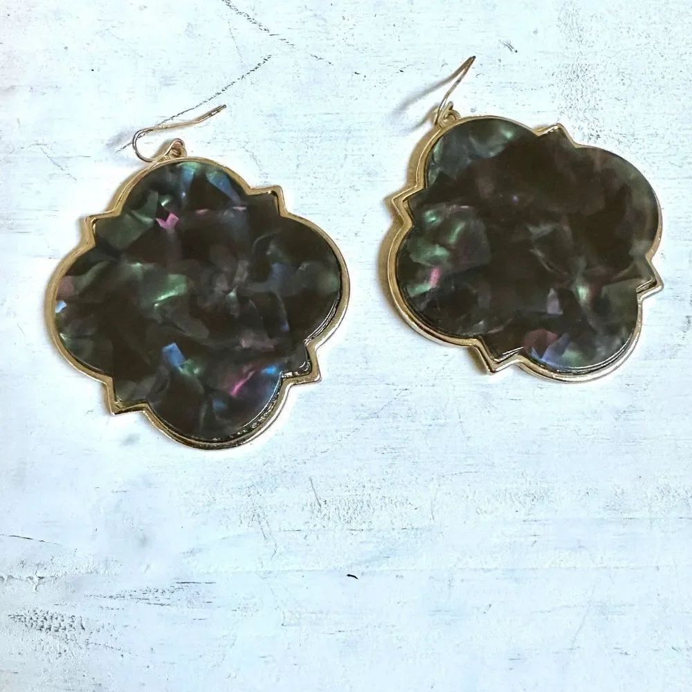 Colorful gold tone statement earrings